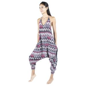 Grey Zag Harem Jumpsuit By Buddha Pants NWT!